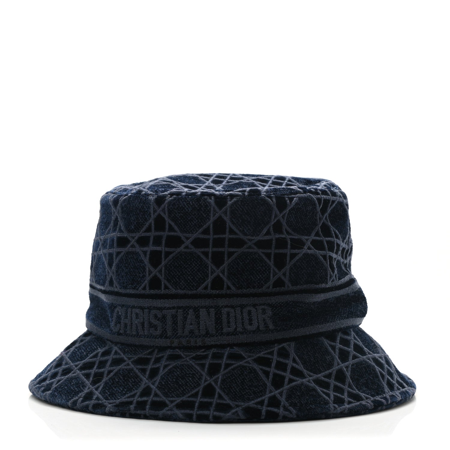 Christian Dior Velvet Cannage Bucket Hat 58 Blue 1 of 7