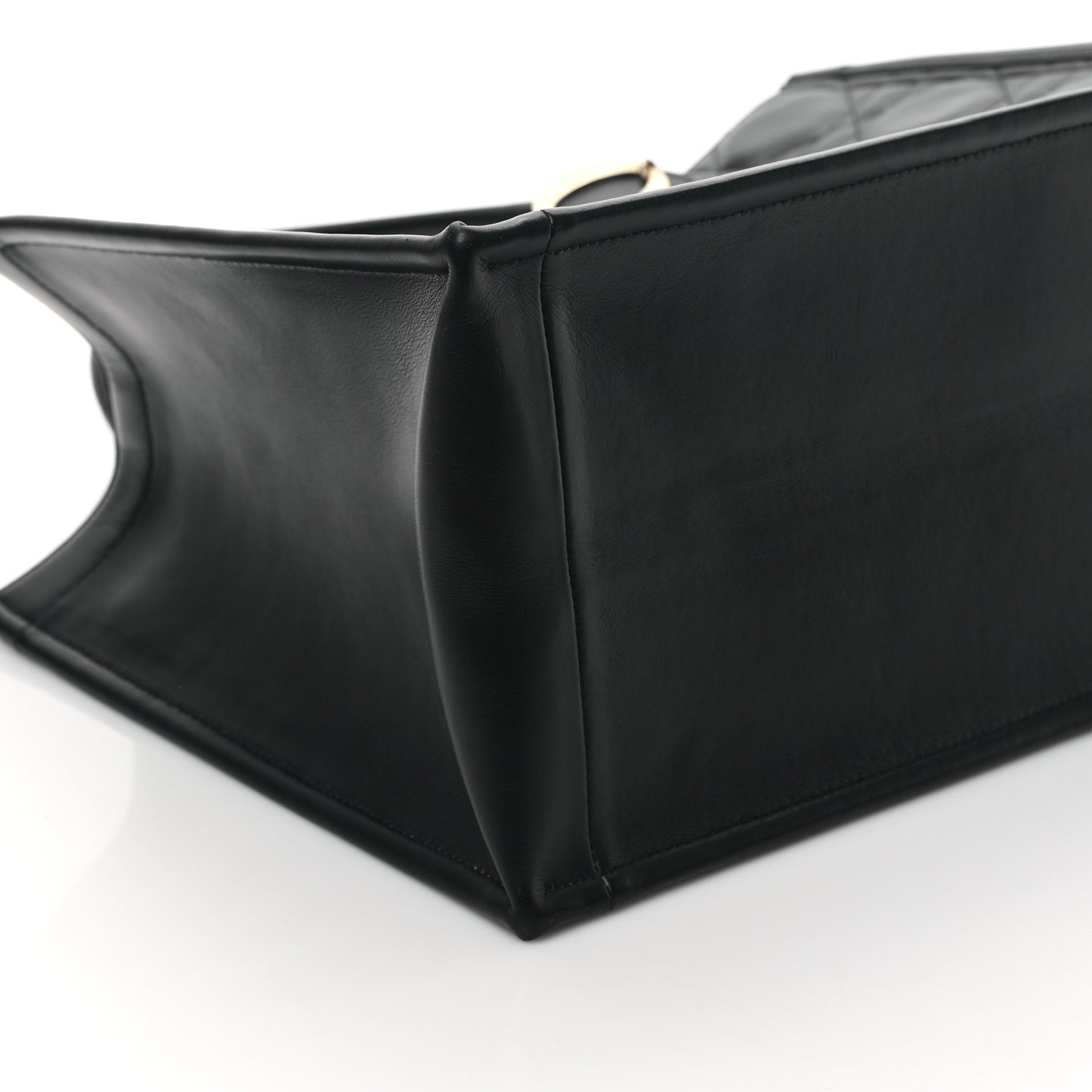 Calfskin Macro Cannage Medium Book Tote Black