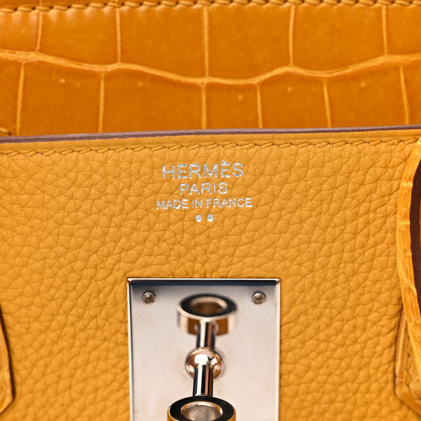 Togo Shiny Niloticus Crocodile Birkin Touch 30 Jaune Ambre