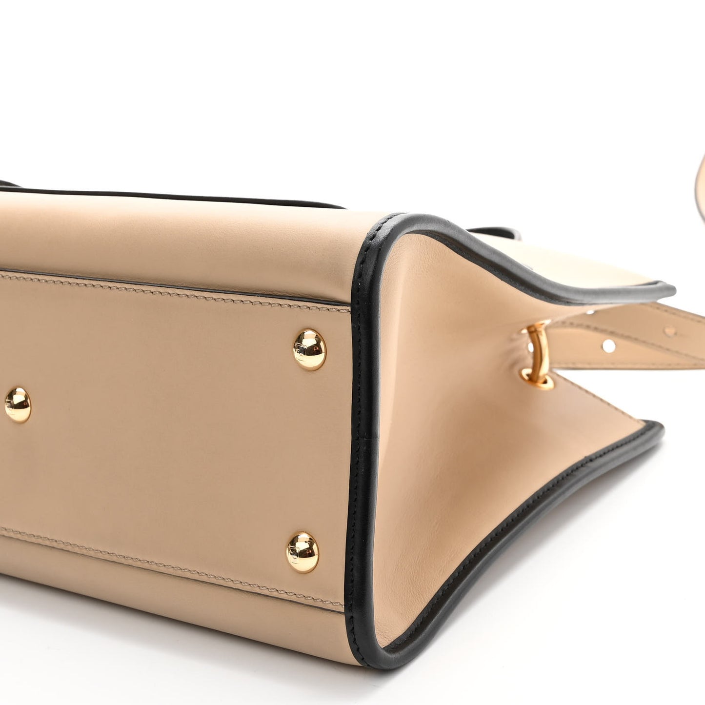 Vitello F is Fendi Bi-Color Small Runaway Satchel Sand Black