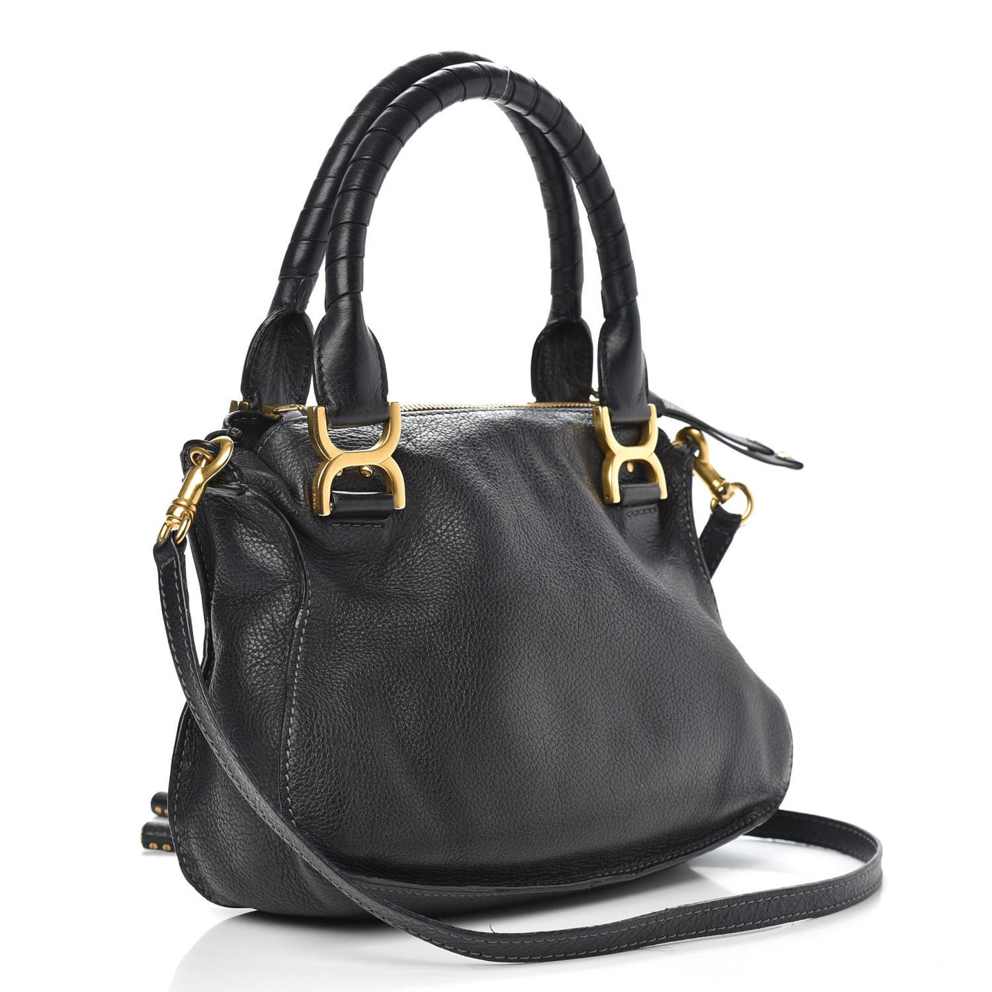 Calfskin Small Marcie Satchel Black