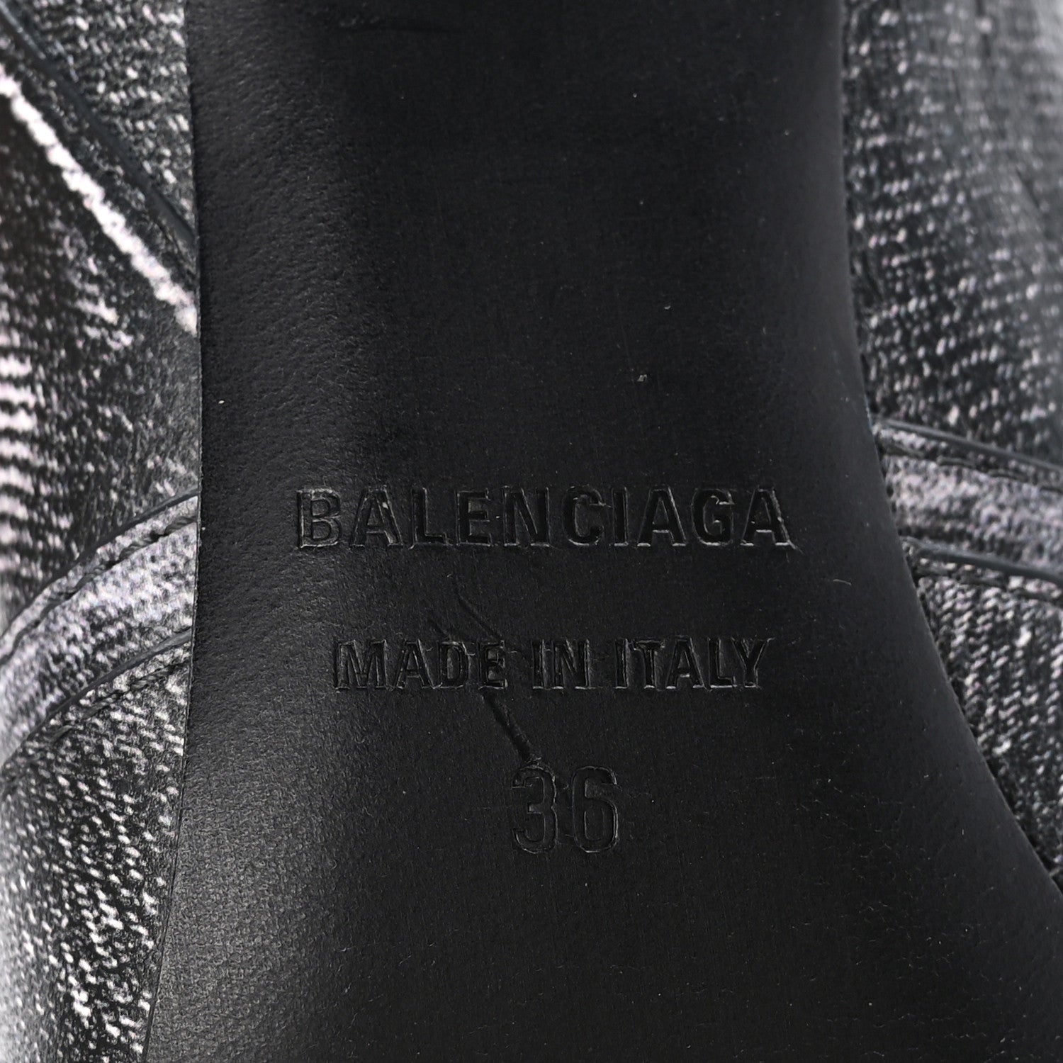 Balenciaga Lambskin Printed Denim Cagole 90mm Boots 36 Black 6 of 7