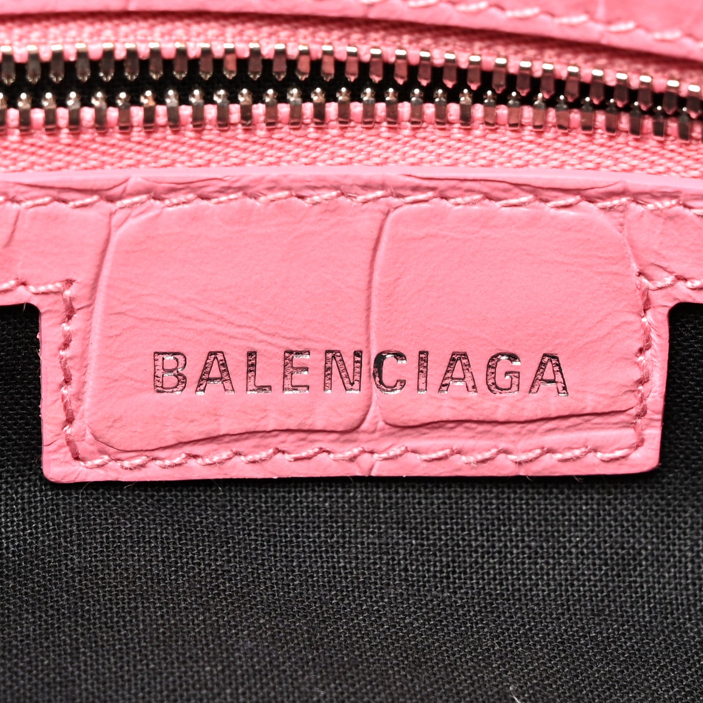 Extra Supple Calfskin Crocodile Embossed Small Le Cagole Shoulder Bag Sweet Pink