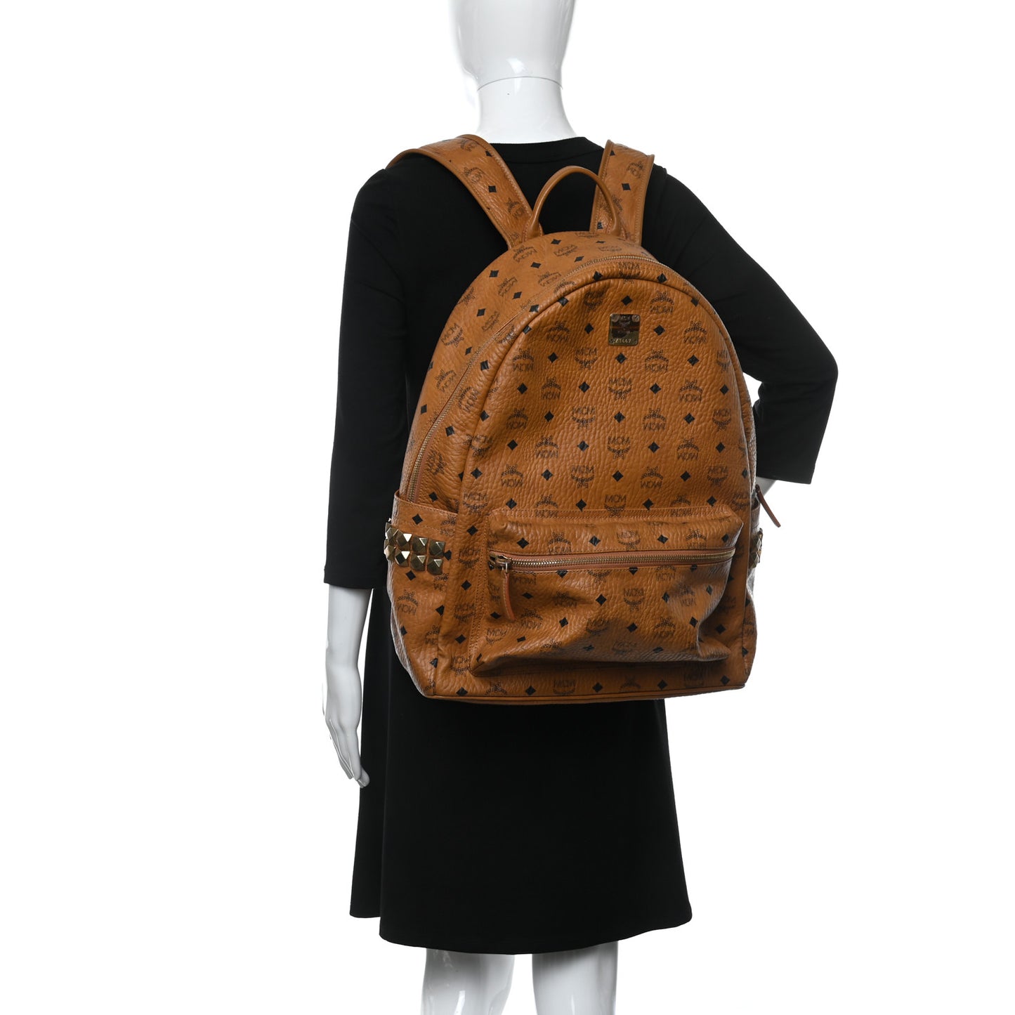 Visetos Large Side Studs Stark Backpack Cognac