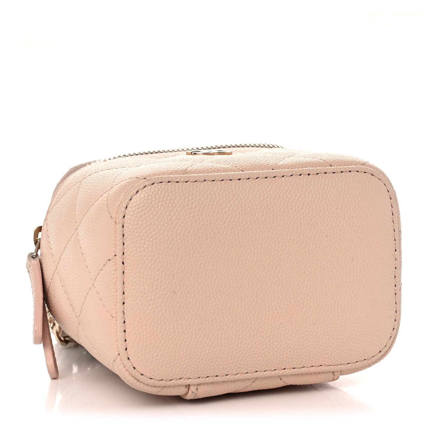 Caviar Quilted Mini Vanity Case With Chain Light Beige