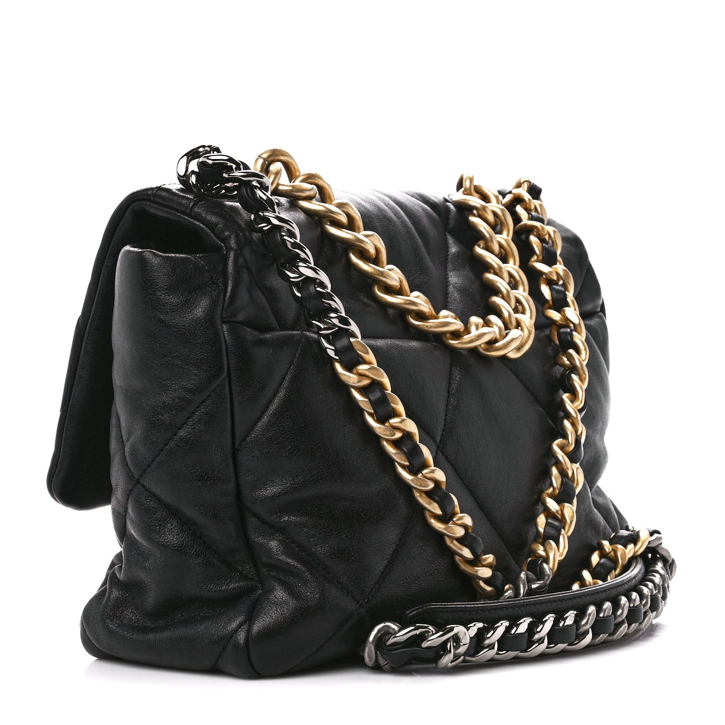 Lambskin Quilted Large Chanel 19 Flap Black