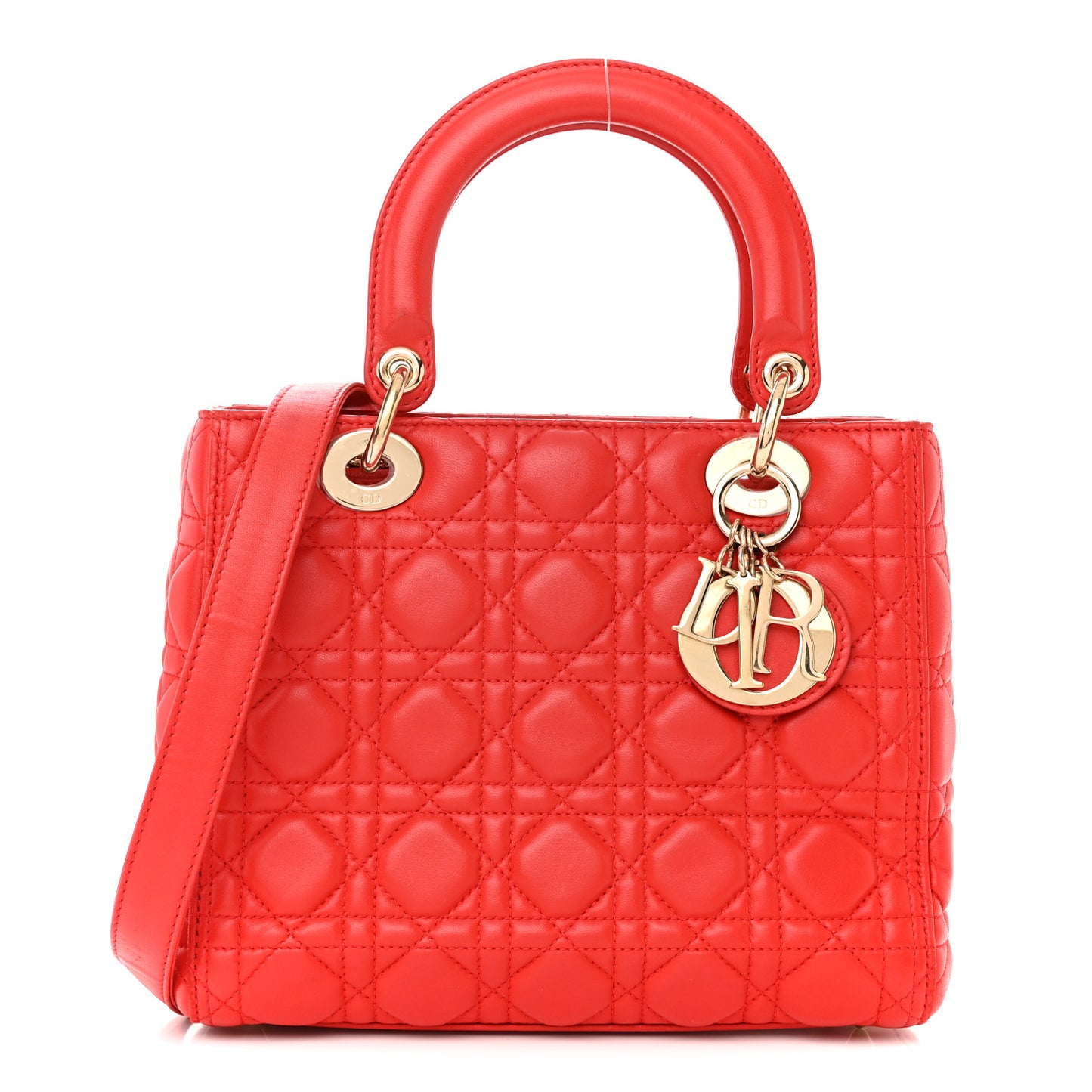 Lambskin Cannage Medium Lady Dior Red