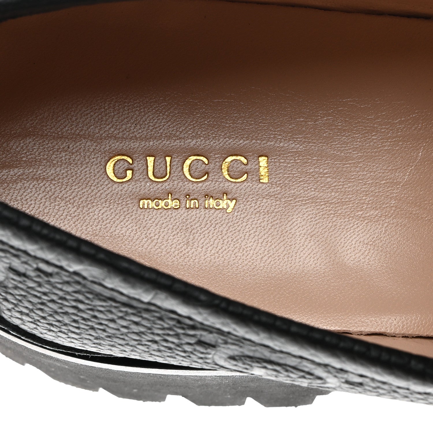 Gucci Piuma Calfskin Embossed Womens Platform Lug Sole Loafers 39.5 Black 7 of 9