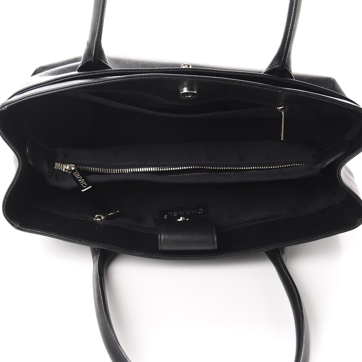 Calfskin Small Cerf Executive Shopper Tote Black