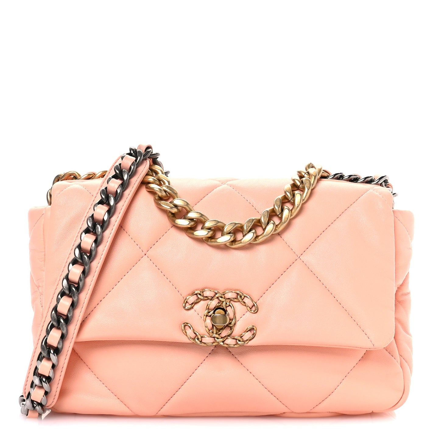 Lambskin Quilted Medium Chanel 19 Flap Light Pink