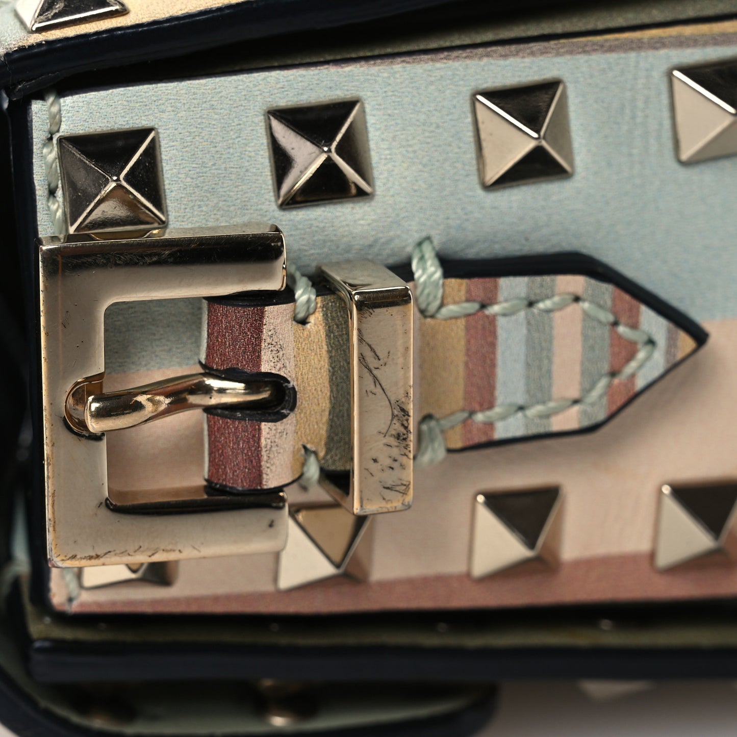 Vitello Native Couture 1975 Rockstud Crossbody Bag Green Multicolor