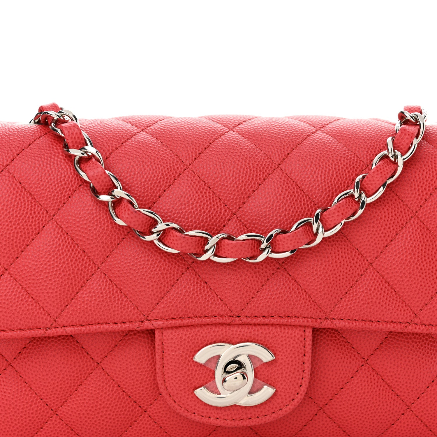 Chanel Caviar Quilted Mini Rectangular Flap Light Red 8 of 10