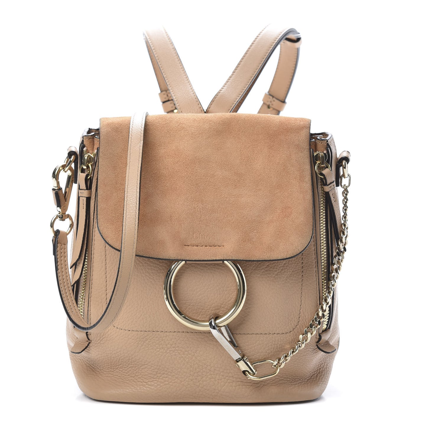 Suede Calfskin Small Faye Backpack Blushy Pink