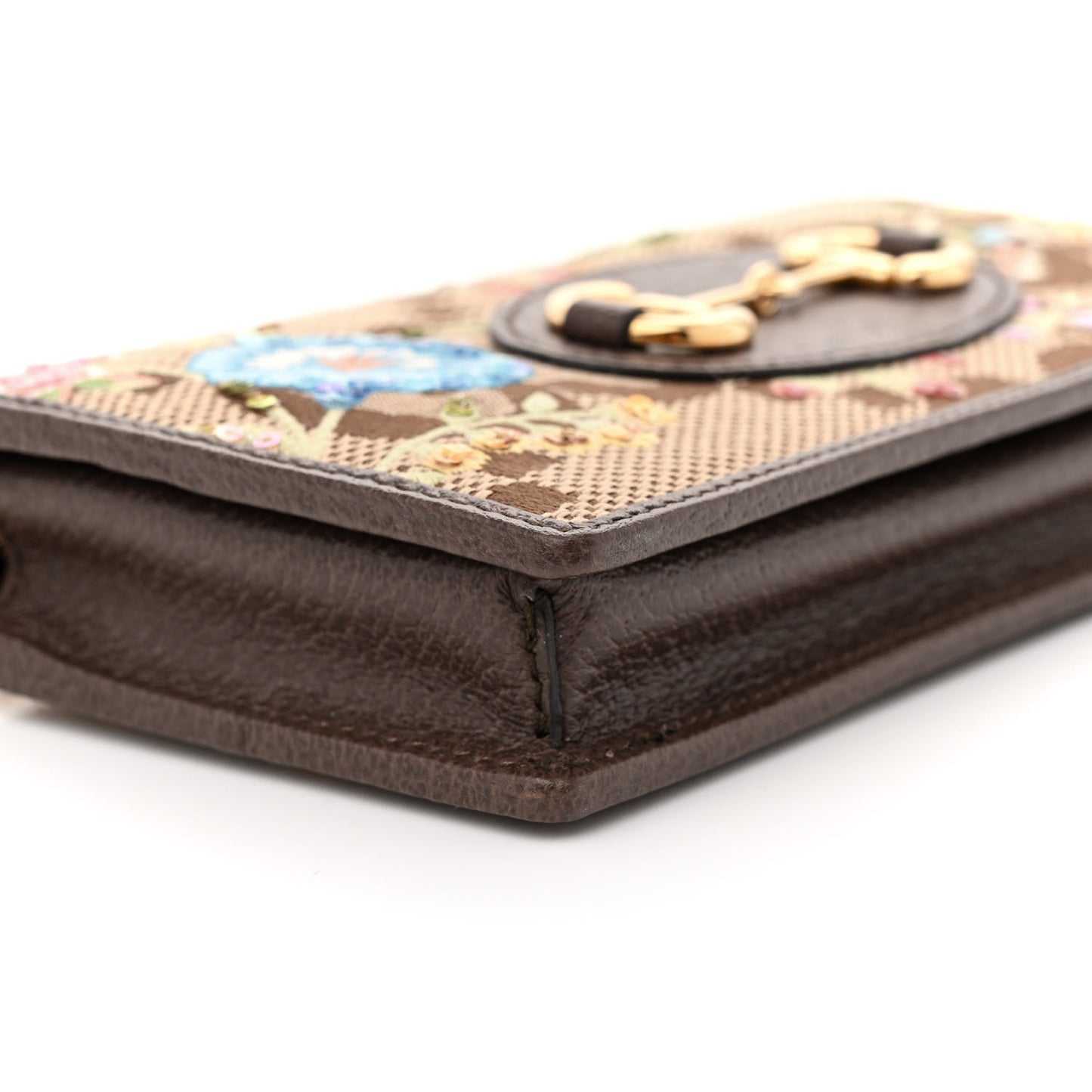Monogram Jumbo GG Textured Dollar Calfskin Embroidered Horsebit 1955 Wallet On Chain Camel Ebony New Acero Multicolor