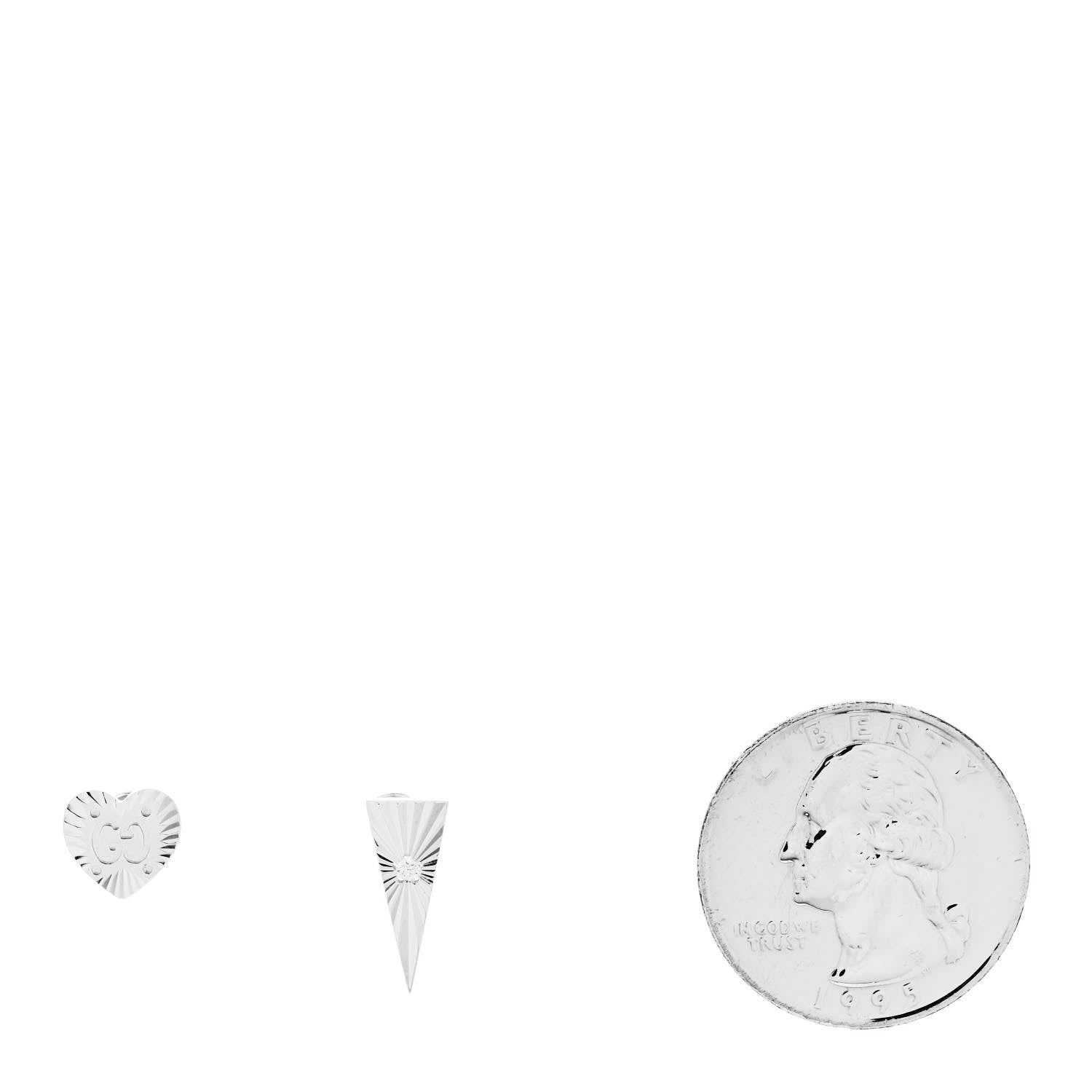 Gucci 18K White Gold Diamond Icon Asymmetric Stud Earrings 2 of 5