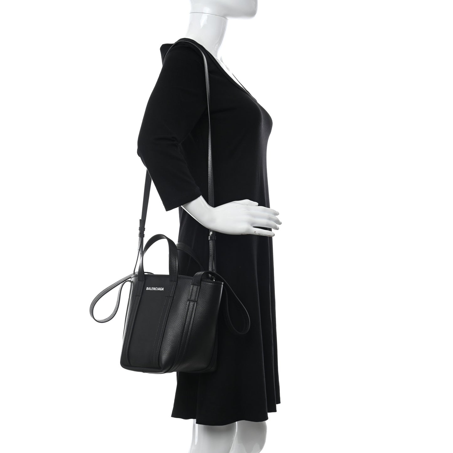 Grained Calfskin XS Everyday North South Shoulder Tote Bag Black