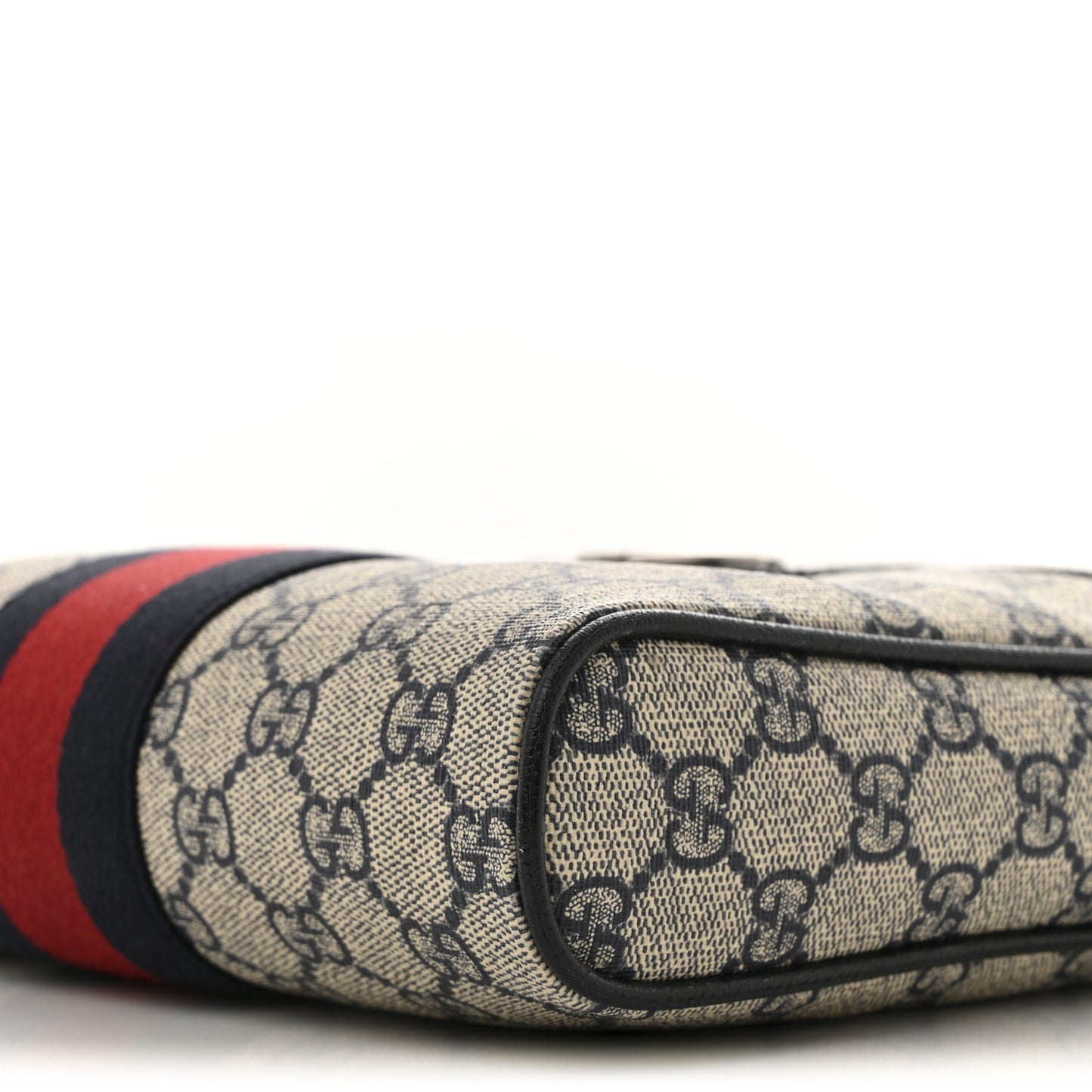 GG Supreme Monogram Textured Dollar Calfskin Web Small Ophidia Messenger Bag Beige Blue