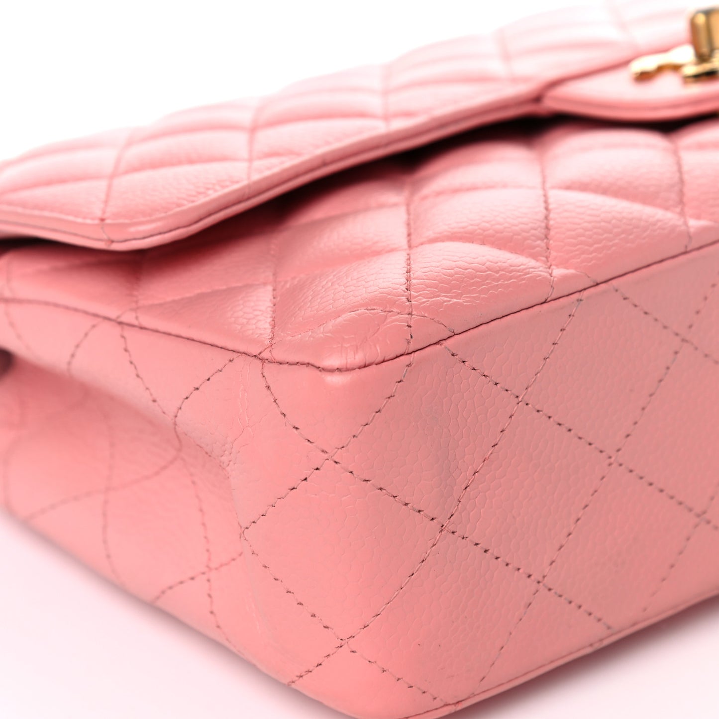 Caviar Quilted Medium Double Flap Pink