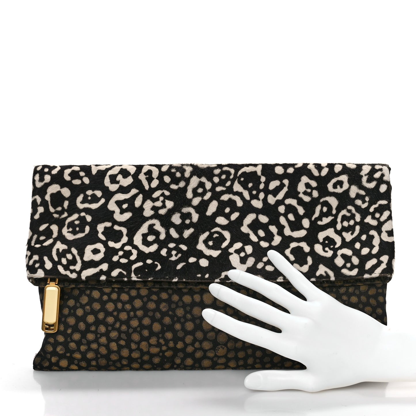Calf Hair Stingray Leopard Print Chameleon Foldover Clutch Multicolor