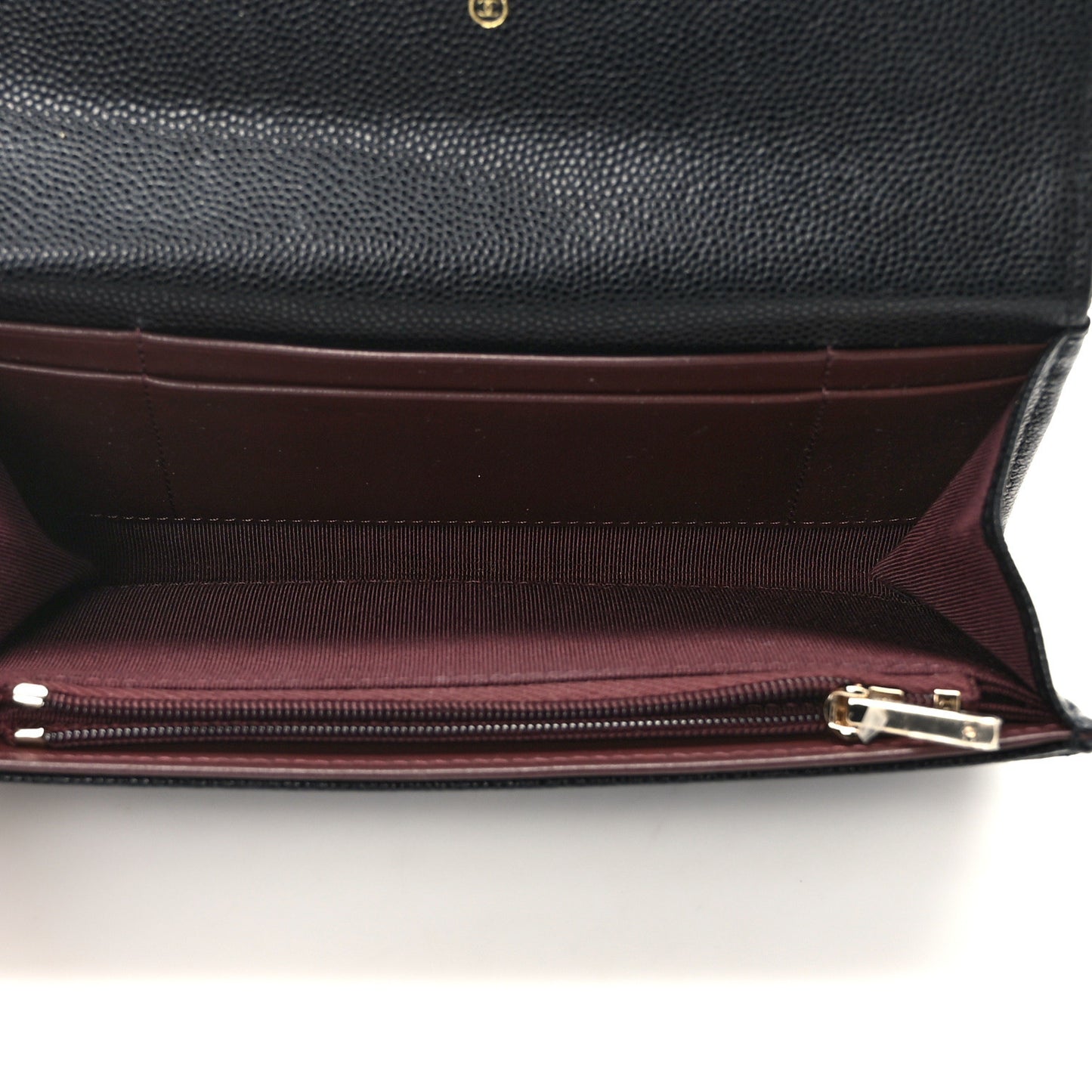 Caviar Quilted Medium Gusset Flap Wallet Black