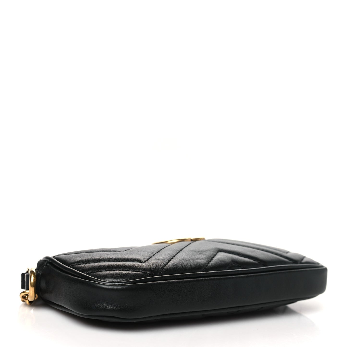 Calfskin Matelasse Mini GG Marmont Chain Crossbody Bag Black