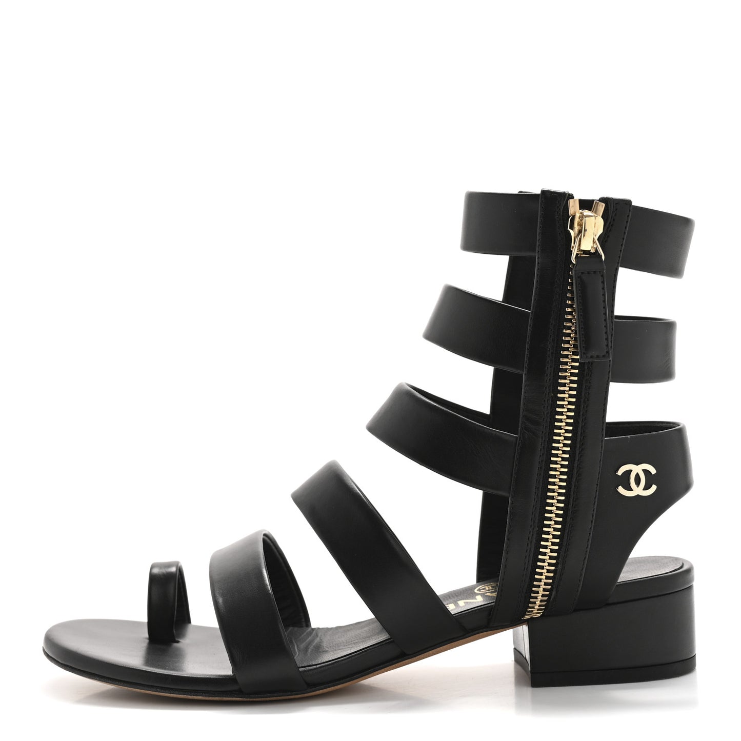 Calfskin Gladiator Sandals 35 Black
