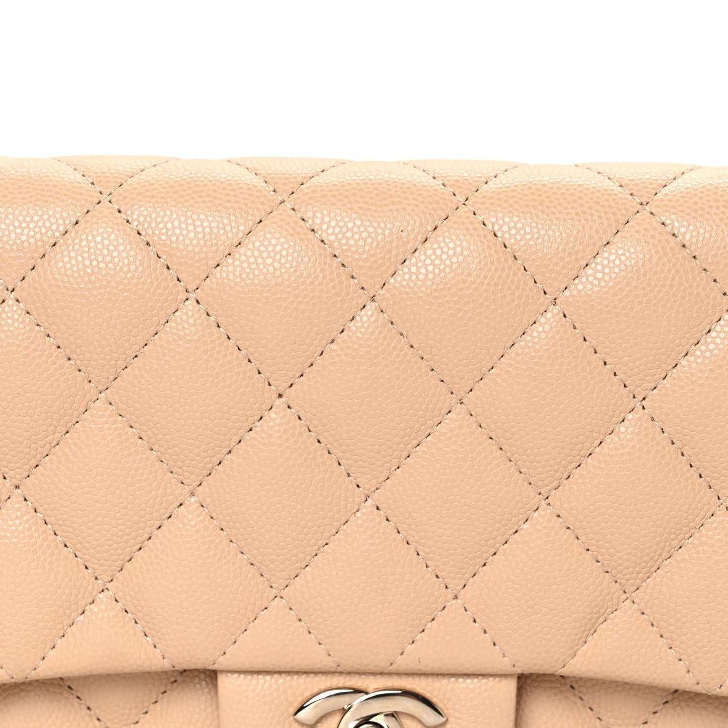 Caviar Quilted Flap Clutch Beige