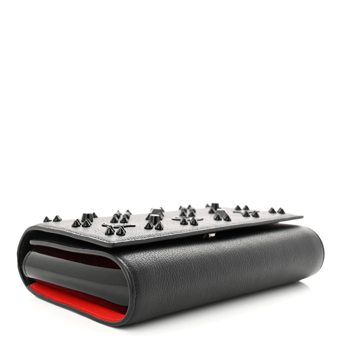 Calfskin Spikes Loubinthesky Paloma Clutch Black
