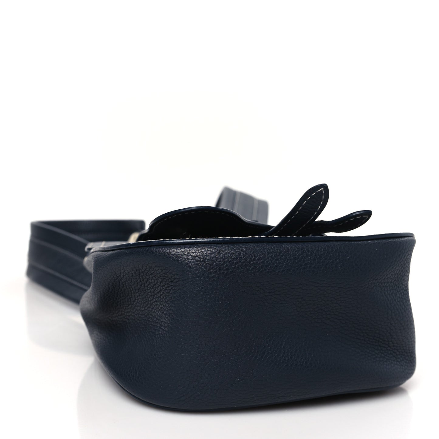 Grained Calfskin Saddle Backpack Navy Blue