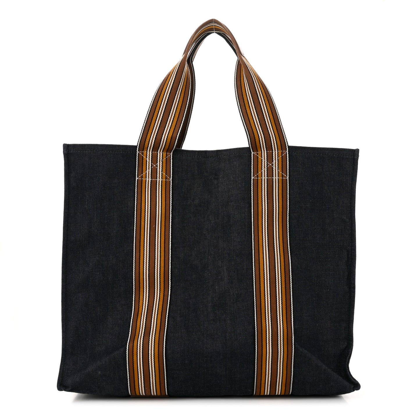Denim Cotton Canvas The Suitcase Stripe Tote Blue