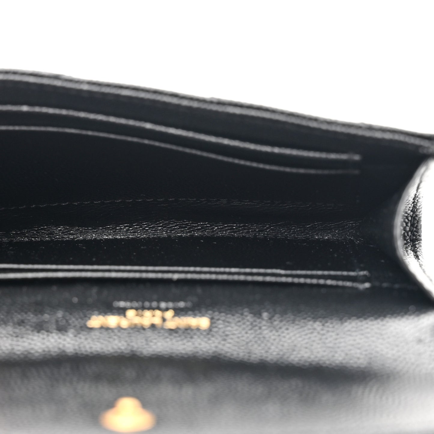 Grain De Poudre Matelasse Chevron Small Monogram Envelope Wallet Black