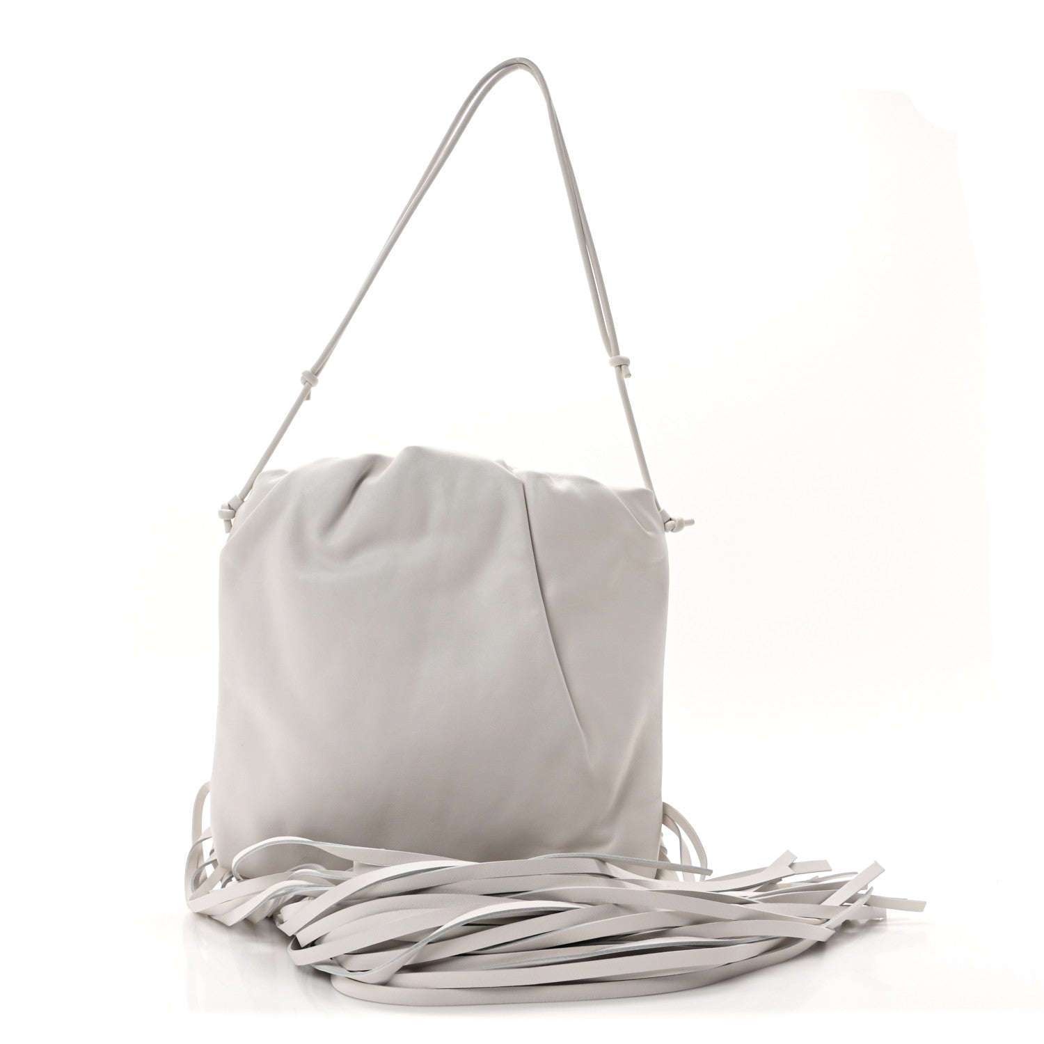 Bottega Veneta Nappa The Fringe Pouch Shoulder Bag White 1729289