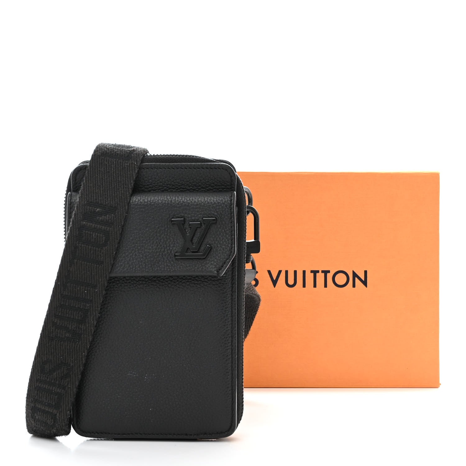 Louis Vuitton Grained Calfskin Aerogram Phone Pouch Black 11 of 11