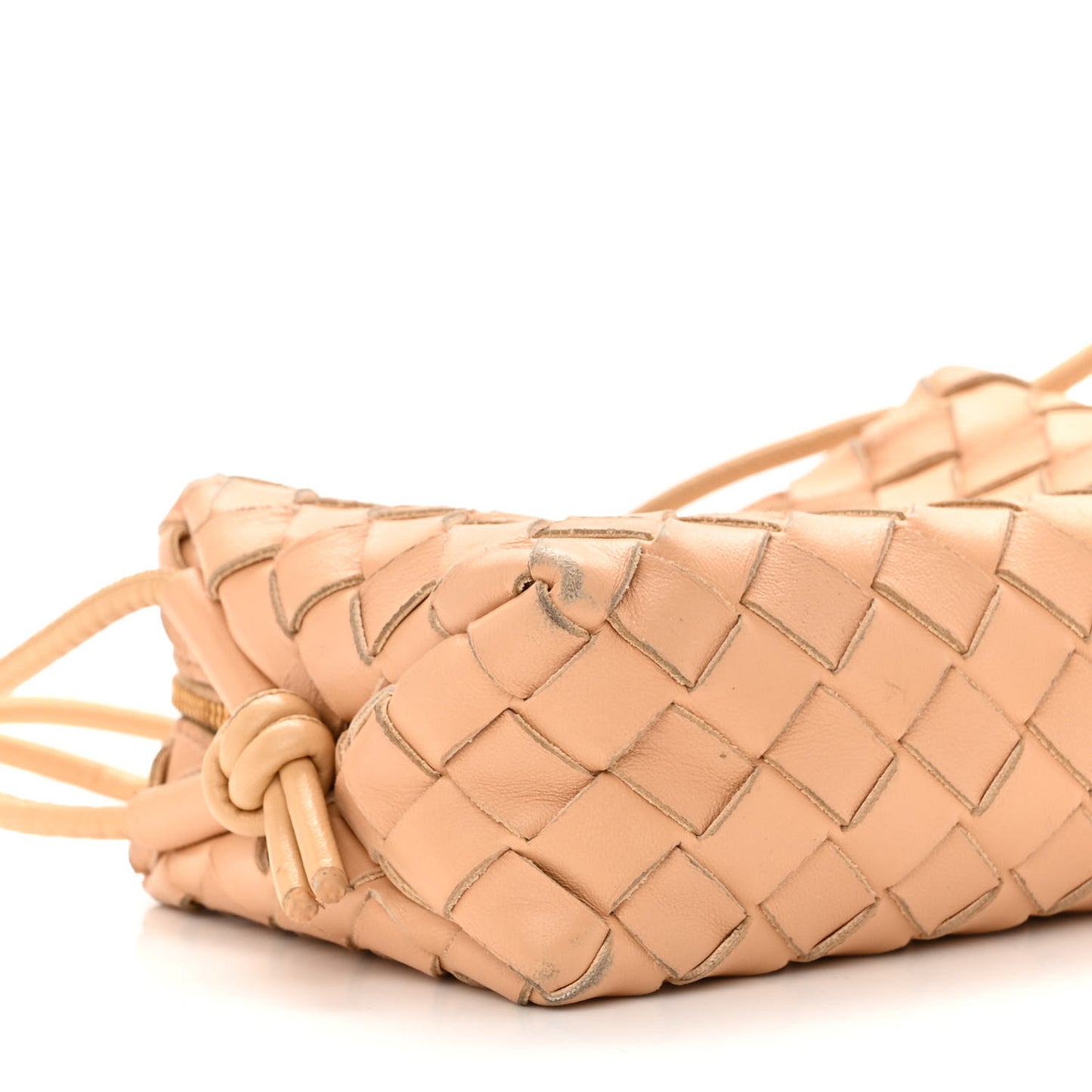 Nappa Calfskin Intrecciato Mini Loop Crossbody Almond