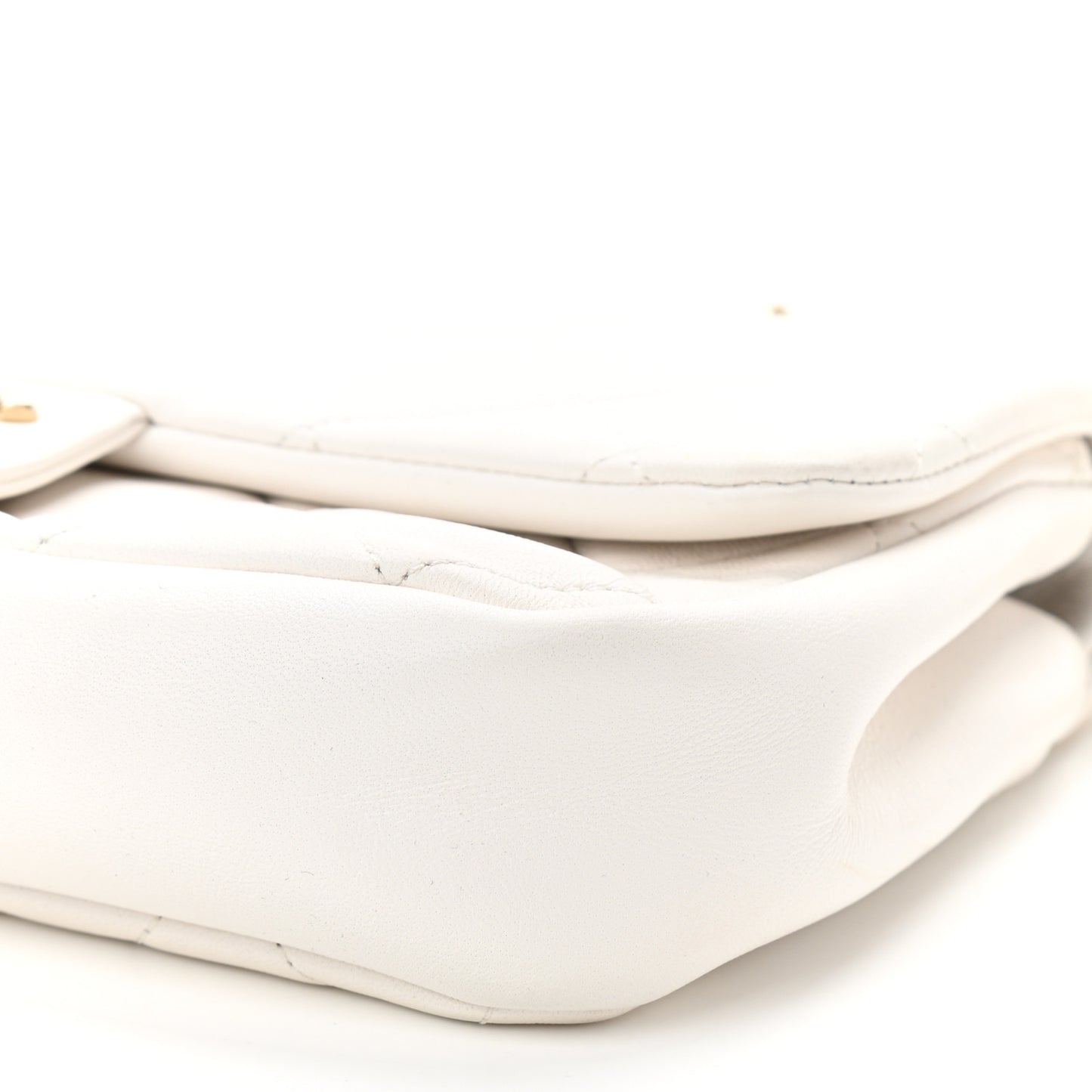 Lambskin Quilted Resin Bi-Color Chain Flap Bag White