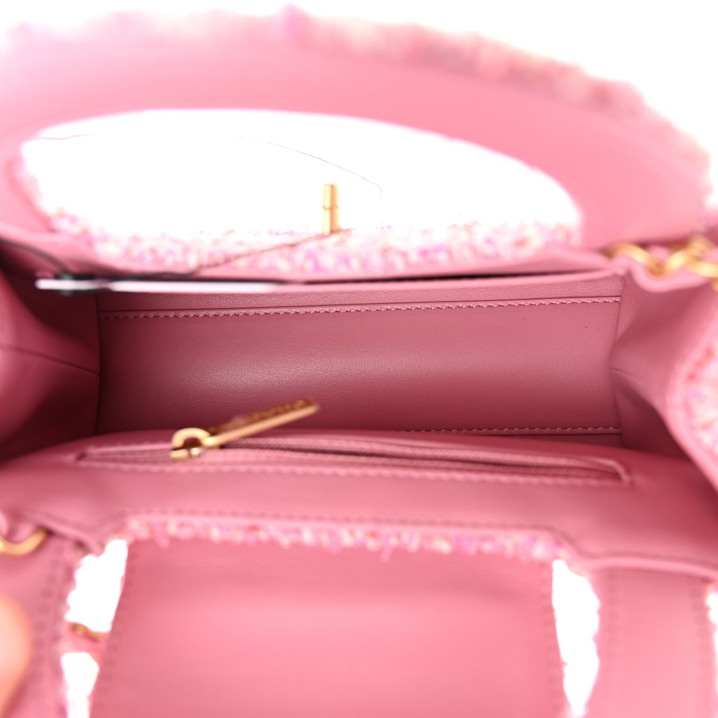 Tweed Quilted Nano Kelly Shopper Pink