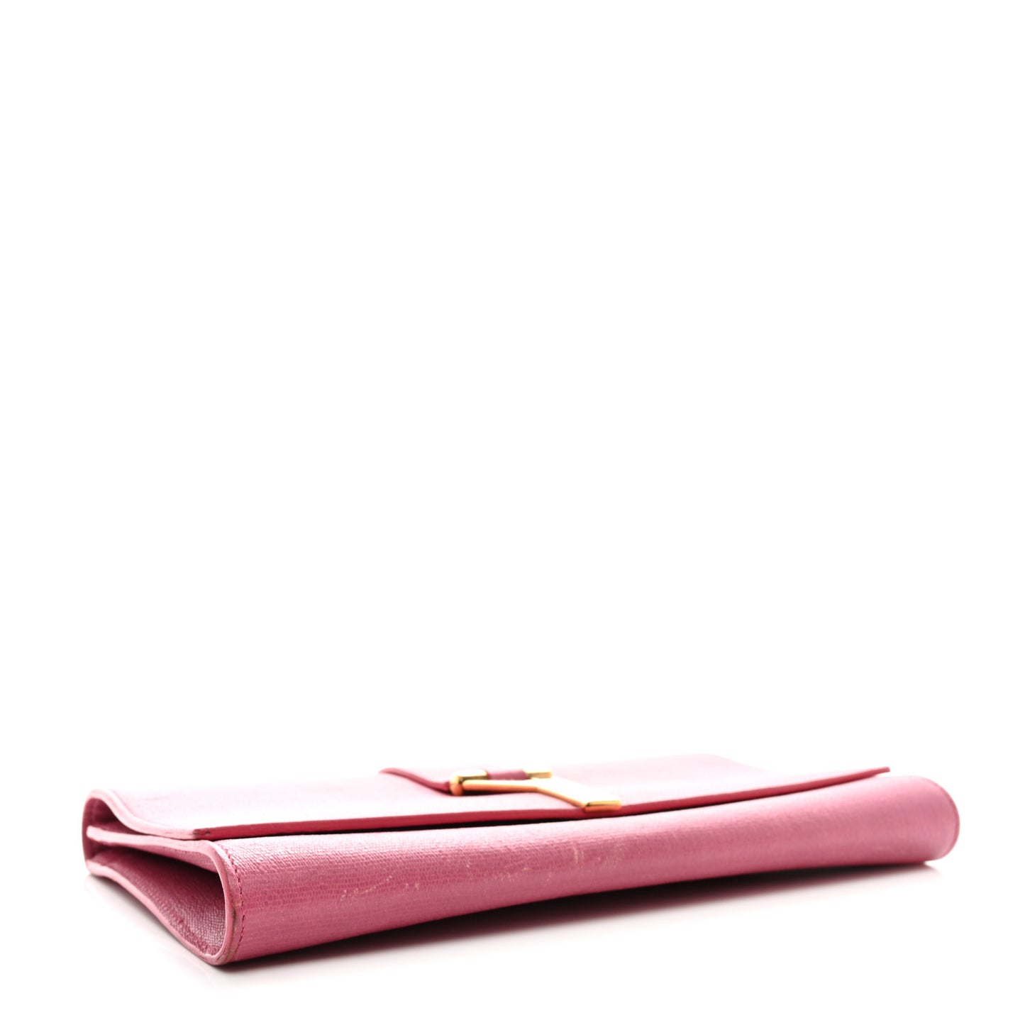 Textured Calfskin Y Ligne Clutch Fuchsia