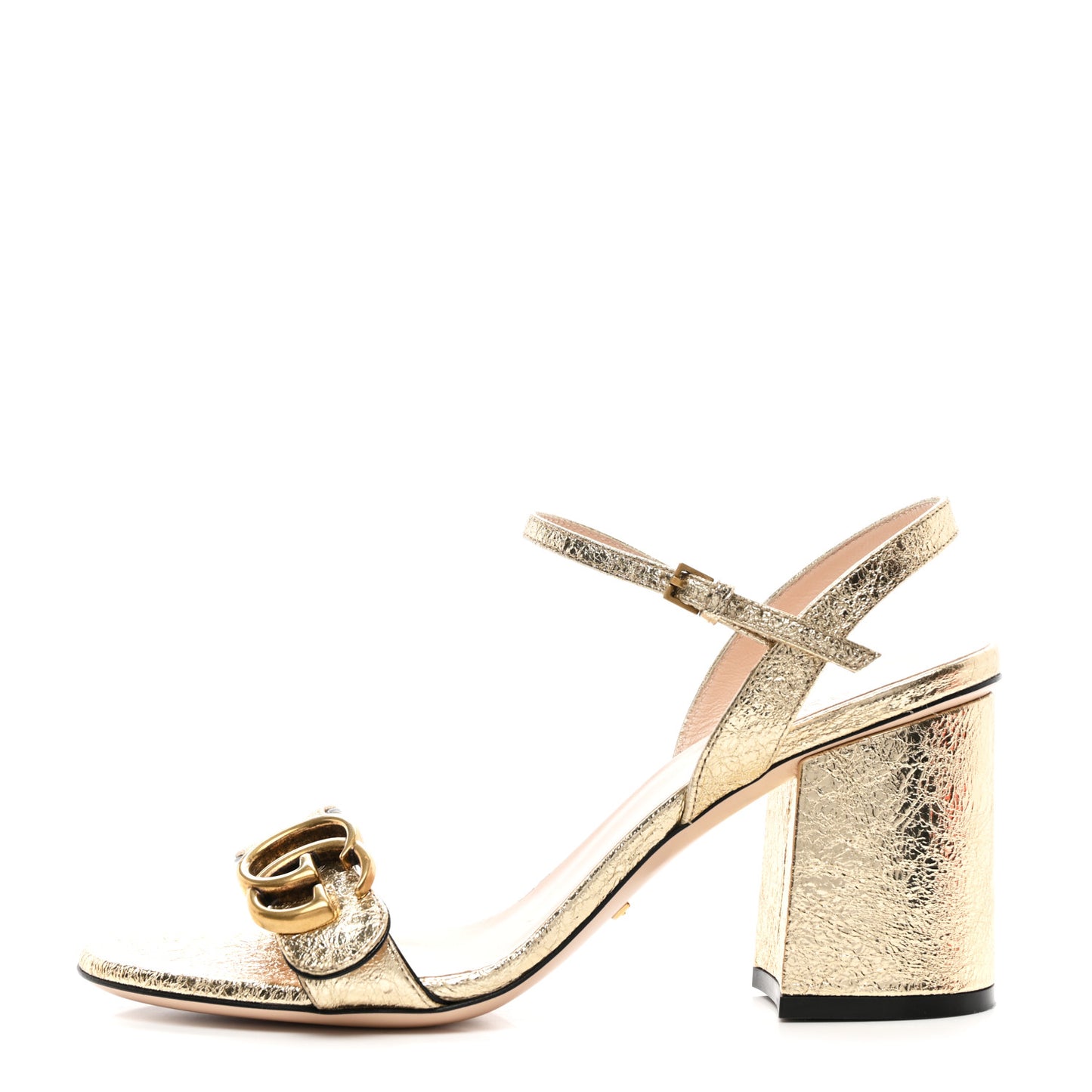 Galassia GG Marmont Ankle Wrap 75mm Sandals 37 Platino