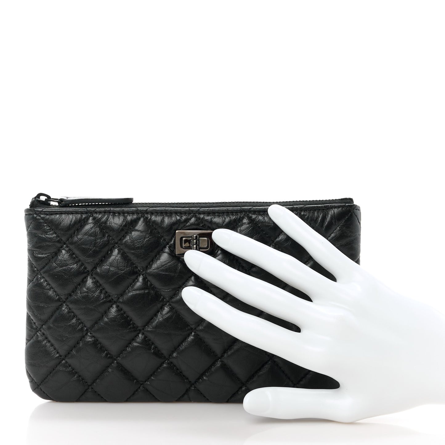 Aged Calfskin Quilted Medium Reissue Cosmetic Case So Black