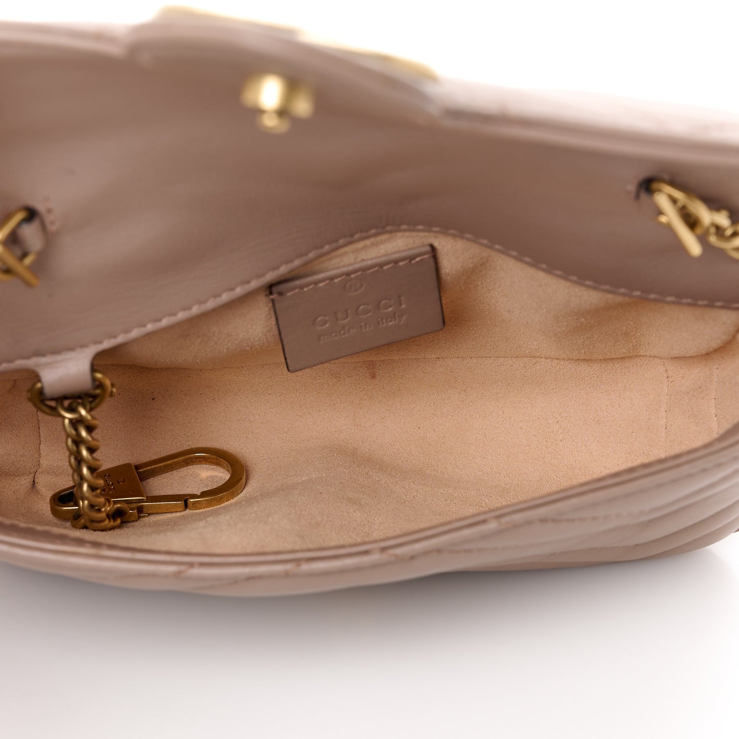 Calfskin Matelasse Super Mini GG Marmont Shoulder Bag Porcelain Rose
