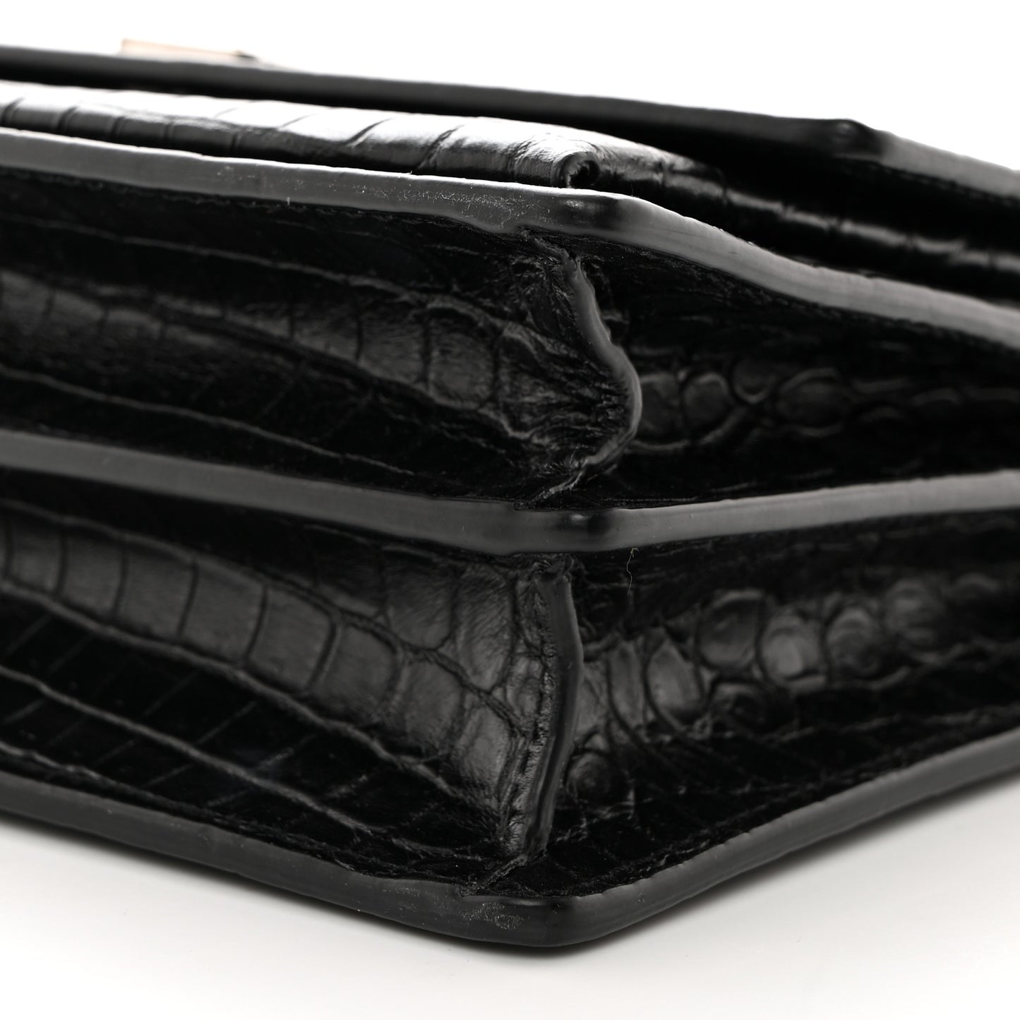 Calfskin Crocodile Embossed Medium Monogram Sunset Black