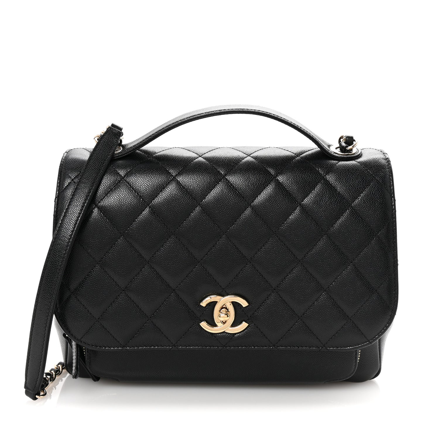 Caviar Quilted Large Business Affinity Flap Black