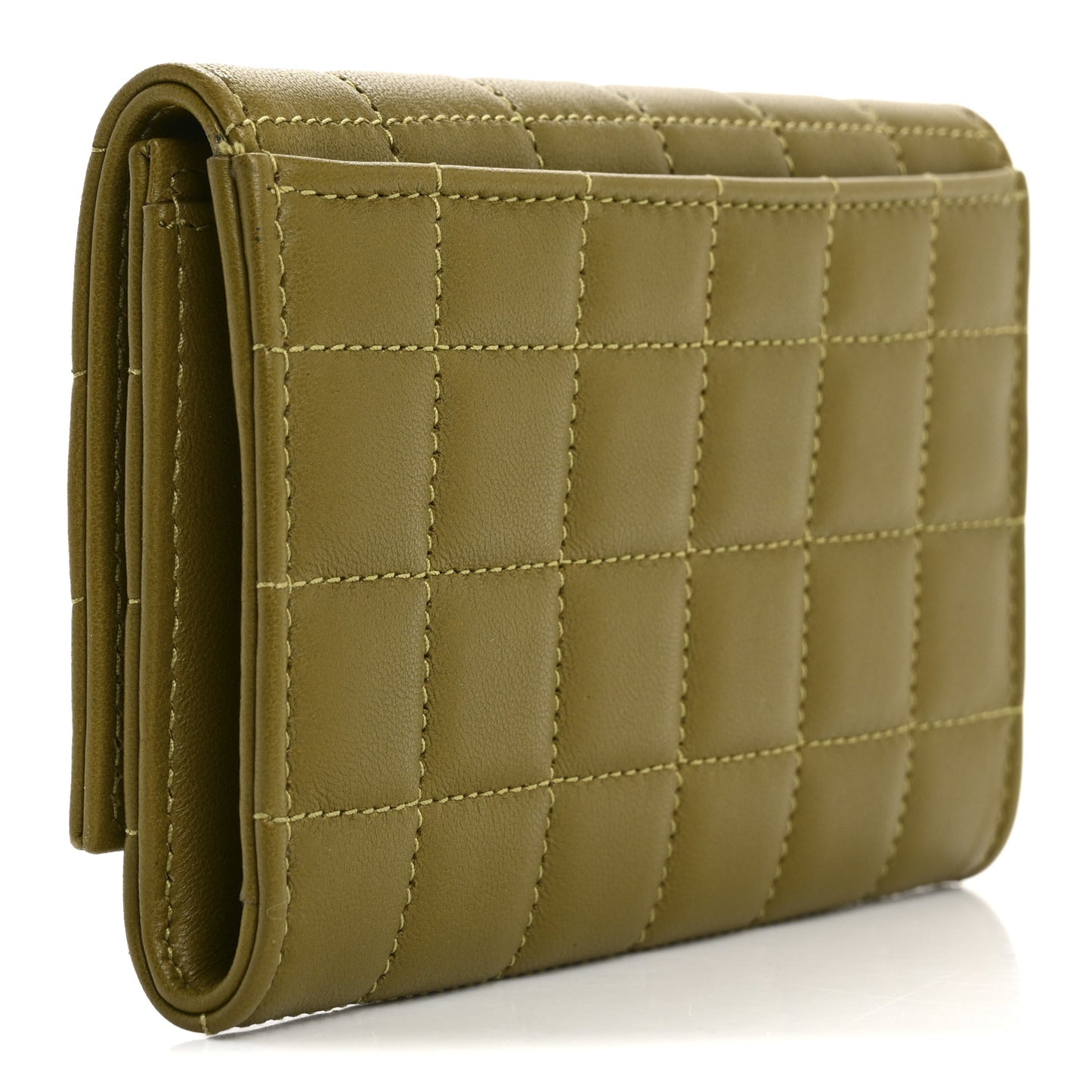 Lambskin Carre Quilted Cassandre Small Envelope Wallet Olive Drab