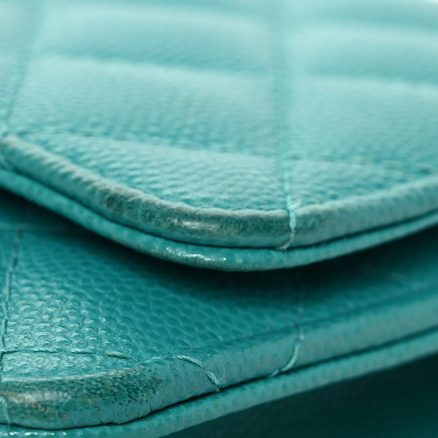 Caviar Quilted Wallet On Chain WOC Turquoise