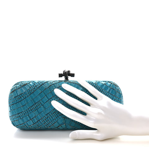 Ayers Intrecciato Karung Knot Clutch Blue