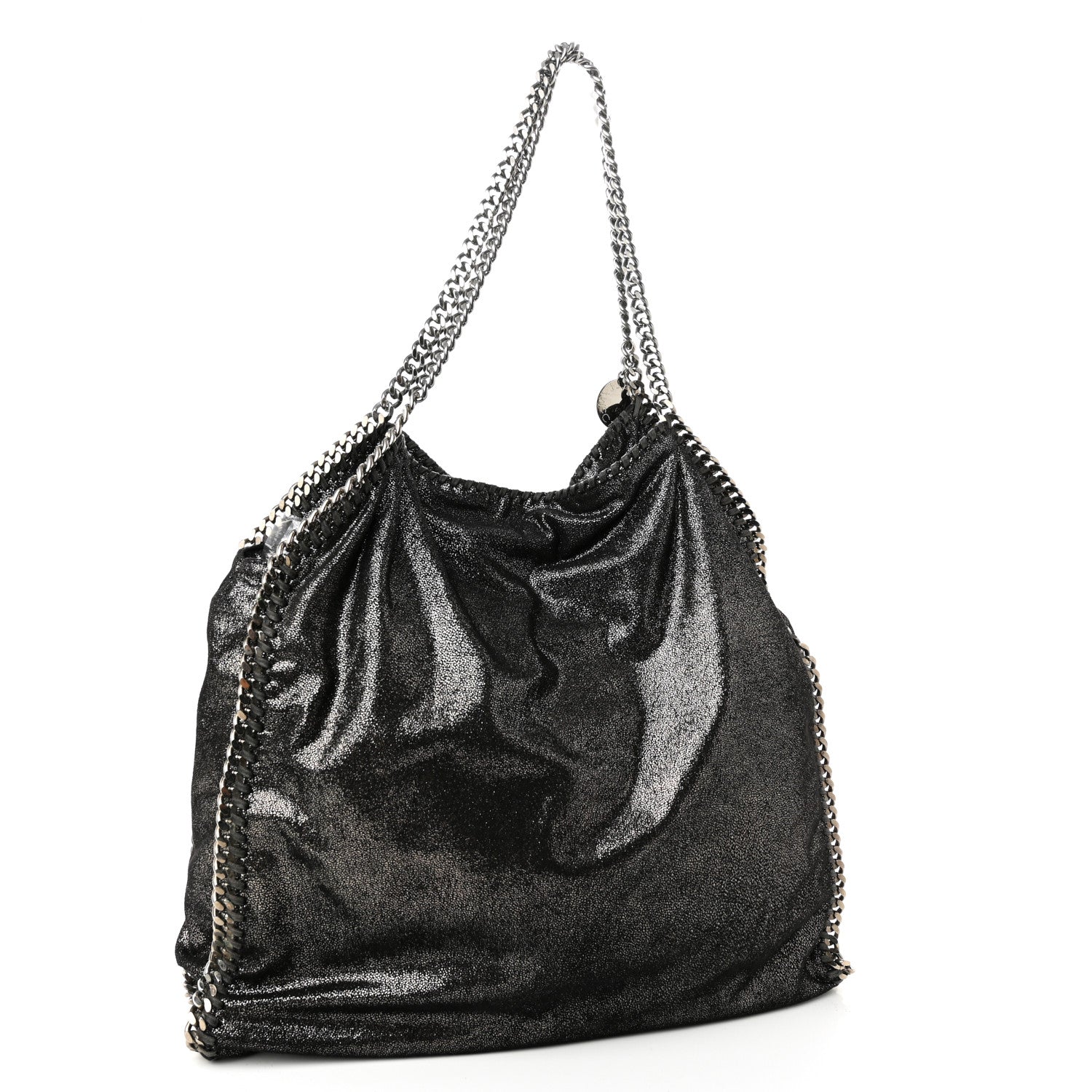 Stella McCartney Chamois Shiny Dotted Falabella Fold Over Tote Ruthenium 3 of 9