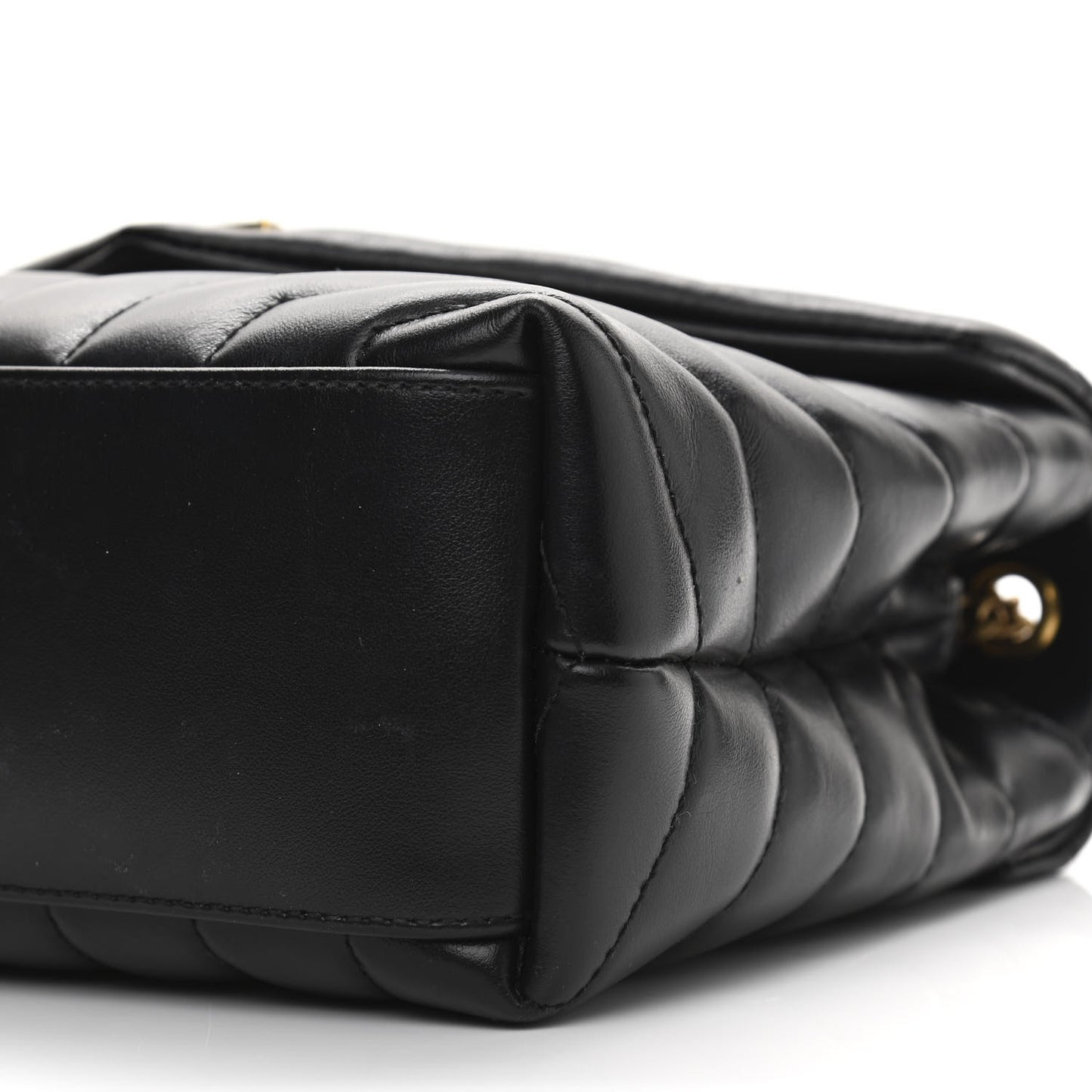 Calfskin Y Quilted Monogram Small Loulou Chain Satchel Black