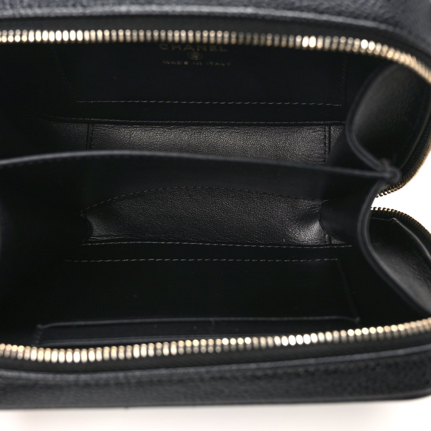 Caviar Quilted CC Filigree Vanity Clutch With Chain Black