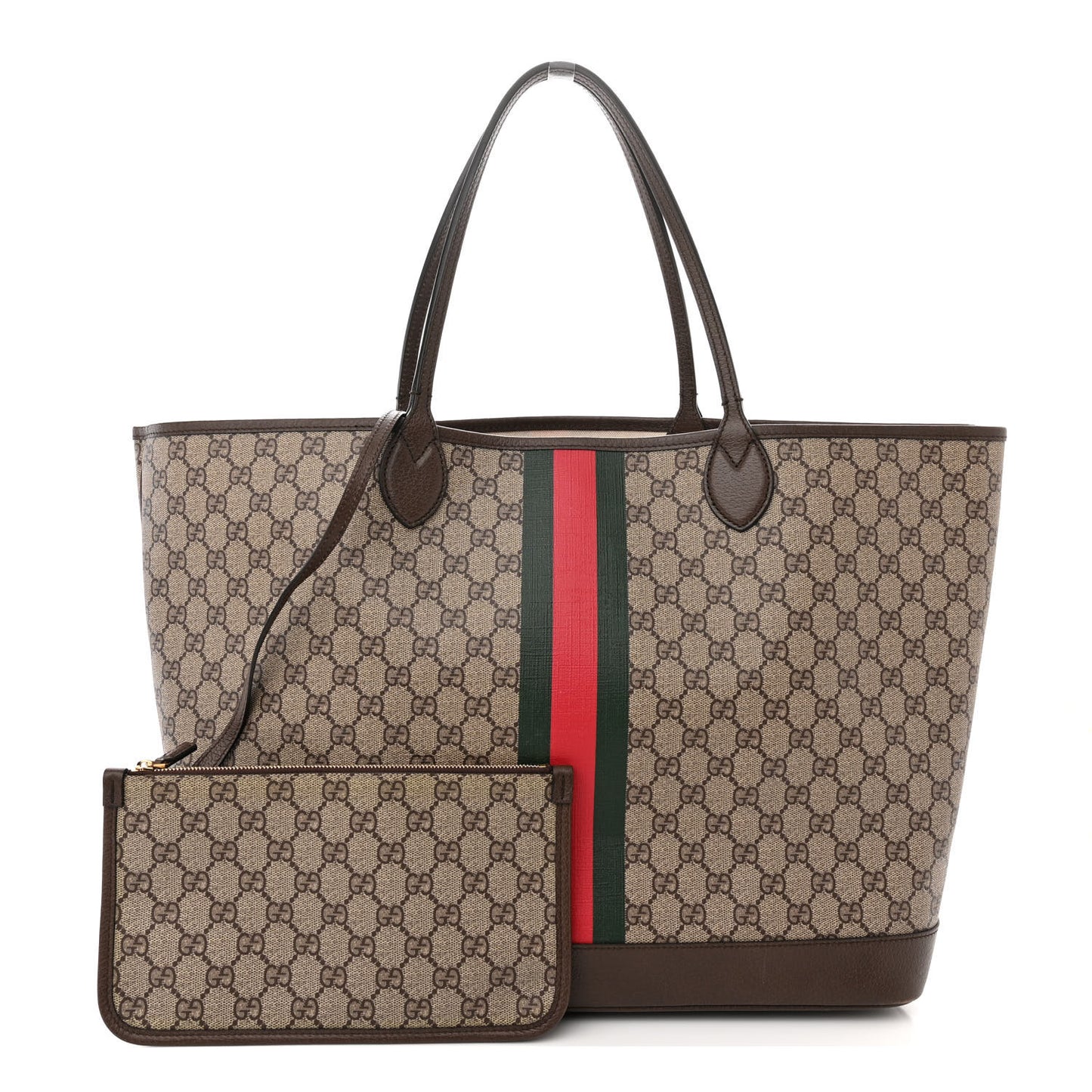 GG Supreme Monogram Textured Dollar Calfskin Web Large Ophidia Tote Beige Ebony New Acero