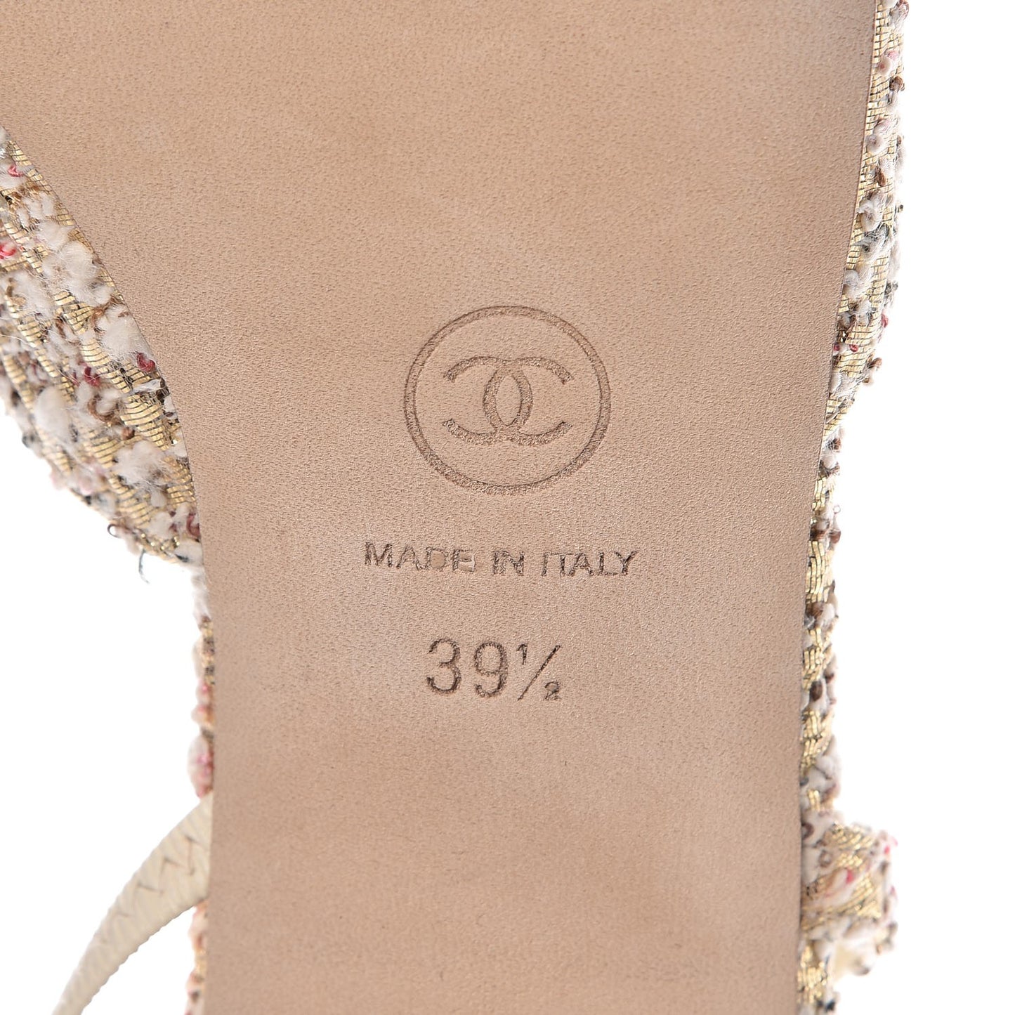 Tweed Patent Cap Toe CC Slingback Pumps 39.5 Pink